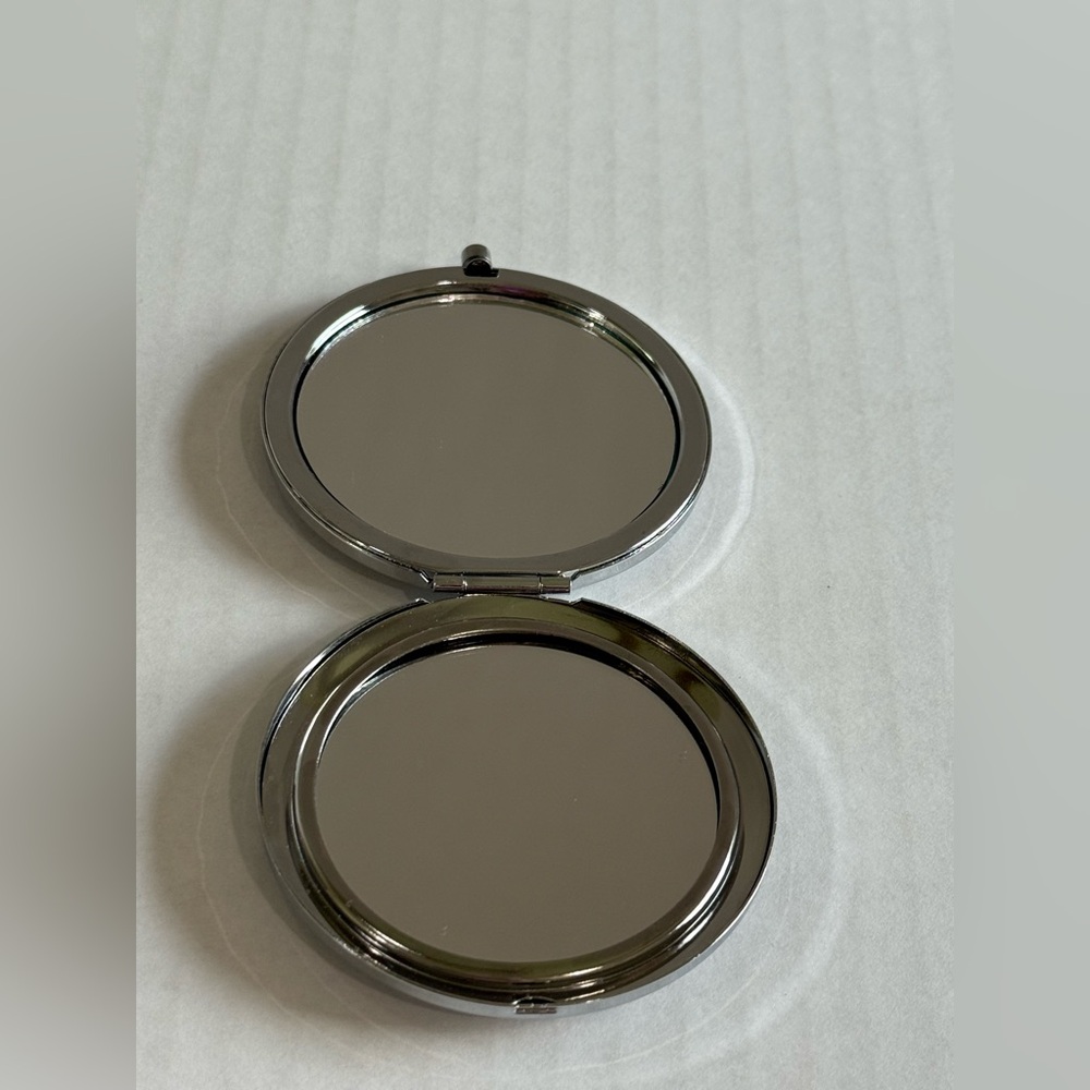 Retro Metal Travel Makeup Mirror 1x/2x Magnifying Compact "Love You Mom" - Picture 4 of 9